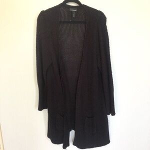 Lane Bryant Black Loose Knit Open Cardigan 14 16